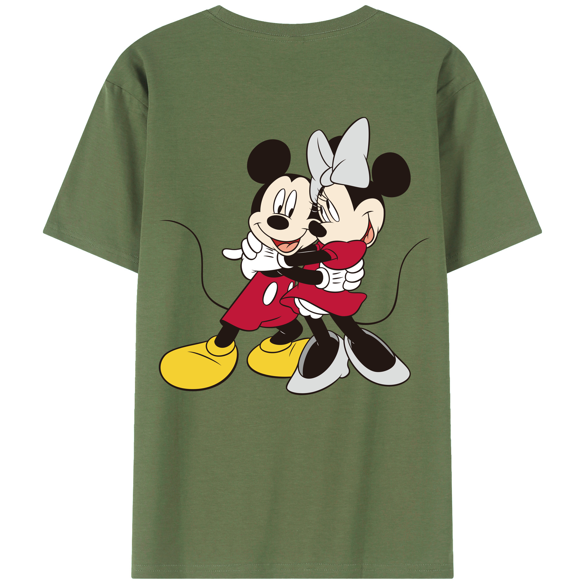 ミッキーマウス Mickey Mouse 綿100％ メンズ半袖Tシャツ（バックプリント） 通気性
